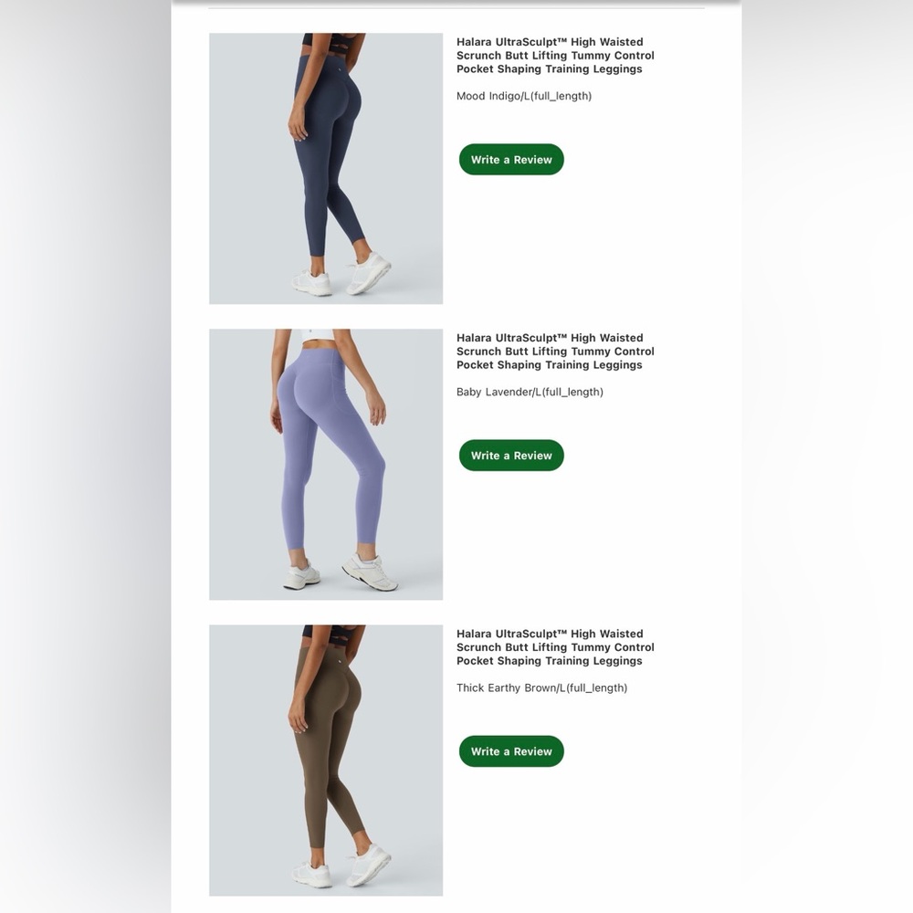 HALARAUltraSculptHighWaistedLegging new Lavender,Indigo,Earth Brown. Price4EACH.